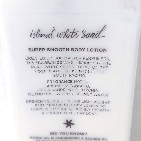 Bath & Body Works Island White Sand Monoi Oil Body Lotion 8 oz. Discontinued - Picture 3 of 3
